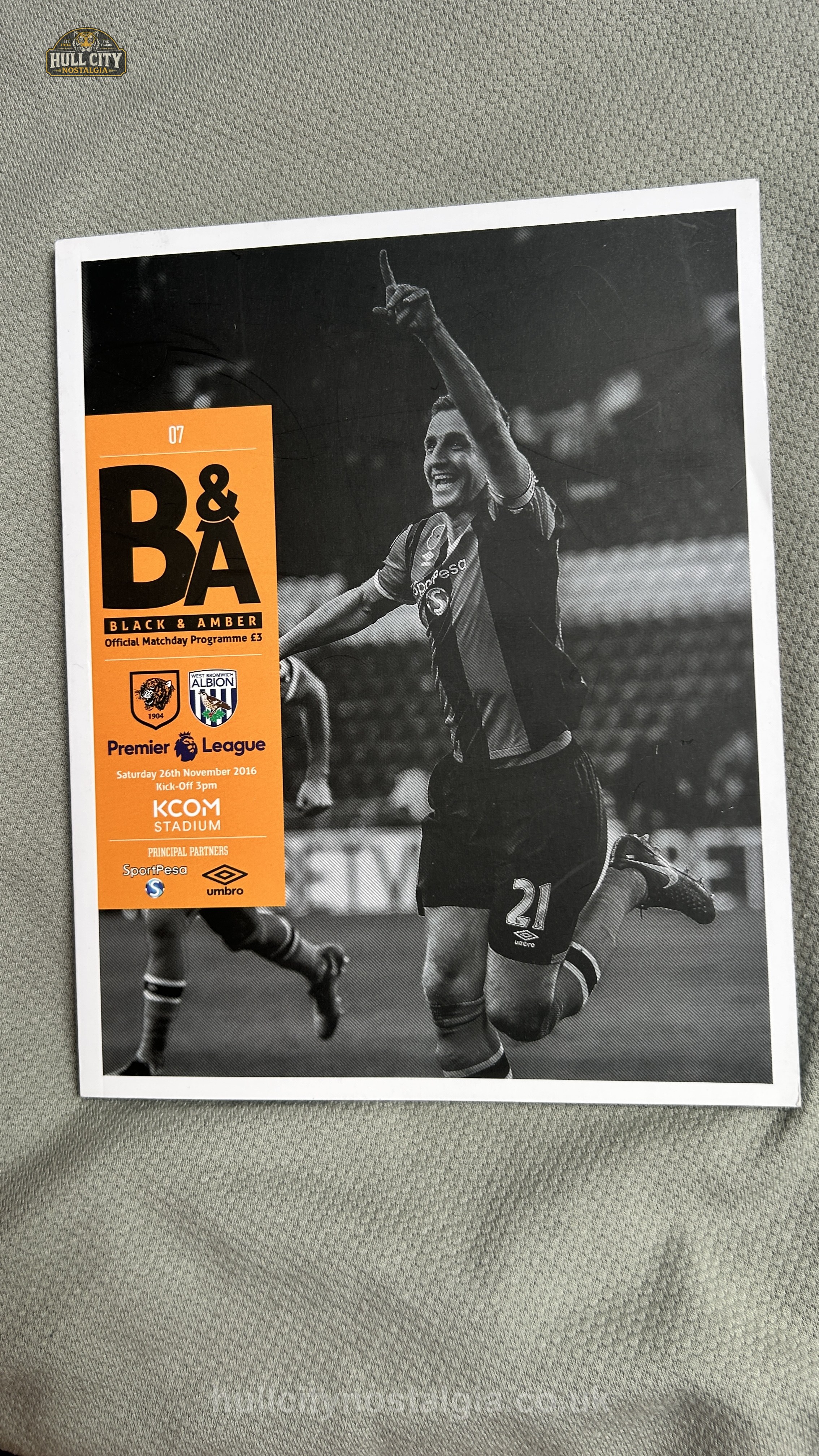 Hull City v West Bromwich Albion programme cover